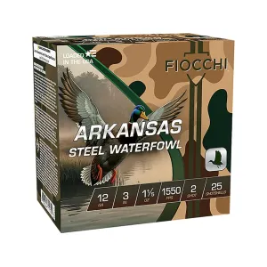 Fiocchi Arkansas Steel 12 Gauge Ammo 3" #2 Steel Shot 1-1/5 oz Case of 200