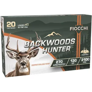 Fiocchi Backwoods Hunter 270 Winchester Ammo 130 Grain Solid Hollow Point Lead Free Box of 20