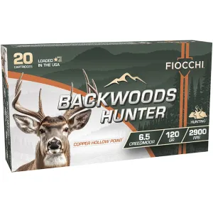 Fiocchi Backwoods Hunter 6.5 Creedmoor Ammo 120 Grain Solid Hollow Point Lead Free Box of 20