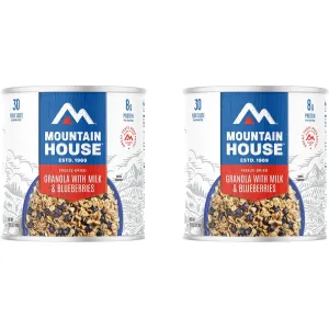 Mountain House Granola with Milk & Blueberries Freeze Dried Food #10 Can 2PK