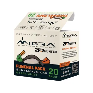 Migra Funeral Pack 20 Gauge Ammo 3" #2 and #4 Steel Shot 1 oz Box of 25