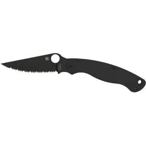 Spyderco Military 2 Black Pocket Knife 3.65" Fully Serrated Drop Point CPM S30V Black Blade G-10 Handle Black