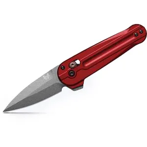Benchmade Lowden Pocket Knife 2.79" Spear Point Bohler M390 Gray PVD Blade Aluminum Handle Red