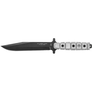 TOPS Knives USMC Combat Fixed Blade Knife 7.5" None Clip Point 1095 Black Powder Coat Blade Canvas Micarta Handle Black