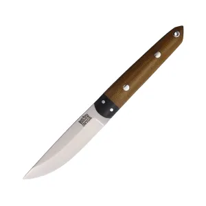Bark River Knives Kwaiken Fixed Blade Knife 4.25" Drop Point CPM S35VN Satin Blade Canvas Micarta Handle Natural