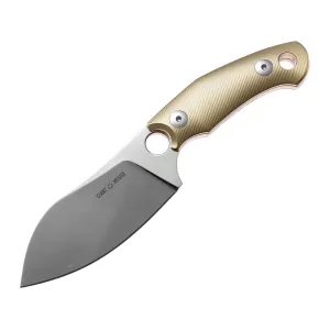 GiantMouse GMF1-XL Fixed Blade Knife 3.47" Drop Point ELMAX Satin Blade Brass Handle