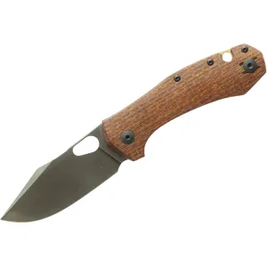 GiantMouse ACE Atelier Pocket Knife 2.875" Drop Point ELMAX Black Stonewash Blade Burlap Micarta Handle Burlap