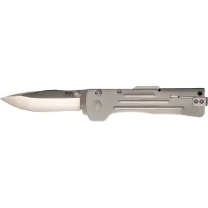 SOG Slim Jim 2.0 Pocket Knife 3.18" Clip Point AUS-8 Satin Blade 420 Handle Silver