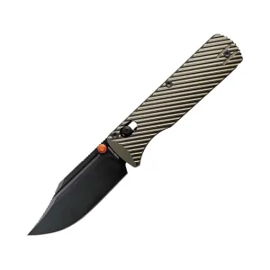 Vosteed Vombat Pocket Knife 2.92" Bowie Bohler M390 Black Blade Aluminum Handle Green