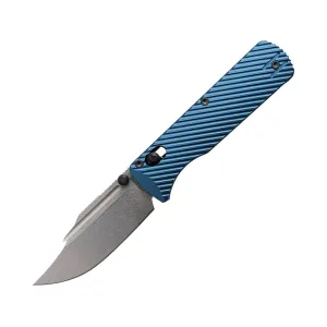 Vosteed Vombat Pocket Knife 2.92" Bowie Bohler M390 Stonewashed Blade Aluminum Handle Blue