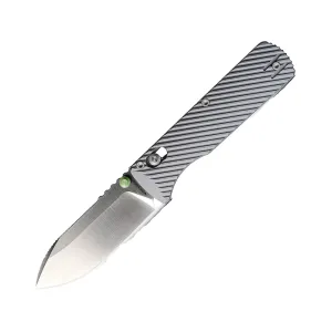 Vosteed Vombat Pocket Knife 2.92" Drop Point Bohler M390 Satin Blade Aluminum Handle Gray