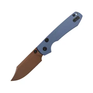 Vosteed Raccoon Top Liner Lock Pocket Knife 3.25" Bowie Sandvik 14C28N Copper Blade G-10 Handle Blue