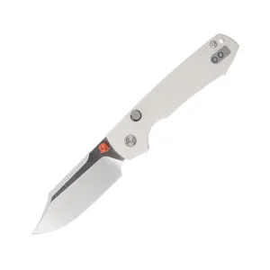 Vosteed Raccoon Top Liner Lock Pocket Knife 3.25" Bowie Sandvik 14C28N Satin Blade G-10 Handle White