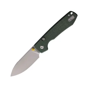 Vosteed Raccoon Top Liner Lock Pocket Knife 3.25" Drop Point Sandvik 14C28N Satin Blade Canvas Micarta Handle Green