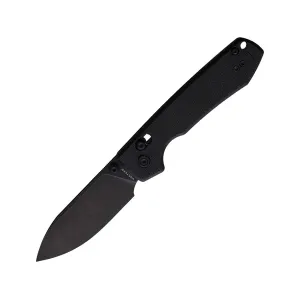 Vosteed Raccoon Crossbar Lock Pocket Knife 3.25" Drop Point Sandvik 14C28N Black Stonewash Blade Micarta Handle Black