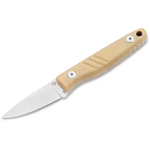 Boker Knives Five Point Nine Fixed Blade Knife 2.36" Drop Point 440C Satin Blade Micarta Handle Brown