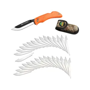 Outdoor Edge RazorPro L Folding Hunting Knife 3.5" Replaceable Stainless Steel Blade Rubberized TPR Handle With 30 Replaceable Blades