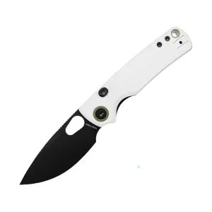 Vosteed Porcupine Pocket Knife 3" Drop Point Sandvik 14C28N Black Stonewash Blade G-10 Handle White