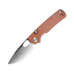 Vosteed Porcupine Pocket Knife 3" Drop Point Sandvik 14C28N Satin Blade Canvas Micarta Handle Brown