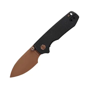 Vosteed Raccoon Cub Pocket Knife 2.34" Drop Point Sandvik 14C28N Copper Blade G-10 Handle Black