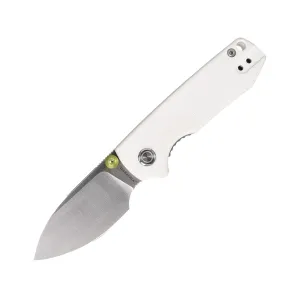 Vosteed Raccoon Cub Pocket Knife 2.34" Drop Point Sandvik 14C28N Satin Blade G-10 Handle White