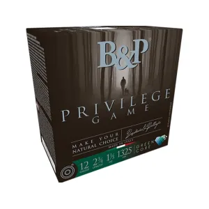 B&P Privilege Game 12 Gauge Ammo 2-3/4" #7-1/2 Lead Shot 1-1/5 oz Case of 250 (10 Boxes of 25)