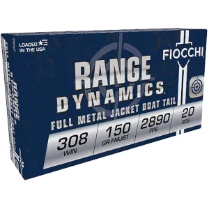 Fiocchi Range Dynamics 308 Winchester Ammo 150 Grain Full Metal Jacket Case of 200 (10 Boxes of 20)
