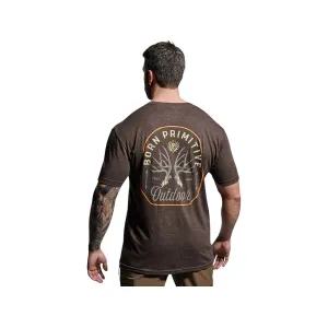 Born Primitive Men's Outdoor Mule Deer Badge Short Sleeve Crew Neck T Shirt Chestnut Large