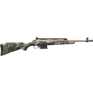 Ruger American Scout Gen II Bolt Action Rifle 308 Winchester 16" Fluted Smoked Bronze Cerakote Threaded Barrel Smoked Bronze Cerakote Frame Kryptek Obskura Nox Field Stock