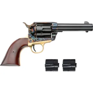 Pietta King Trio 38 Super Revolver 4.75" Blued Barrel 6 Round Wood Grip 3 Cylinders