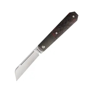 Jack Wolf Knives After Hours Jack Pocket Knife 3.15" Sheepsfoot CPM-S90V Satin Blade Fat Carbon Handle Red Dark Matter