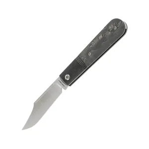 Jack Wolf Knives Big Bro Jack Pocket Knife 2.94" Clip Point CPM-S90V Satin Blade Fat Carbon Handle Black Dunes