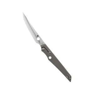 Spyderco Cobol Pocket Knife 3.63" Tanto Point Bohler M390 Satin Blade Titanium Handle Gray
