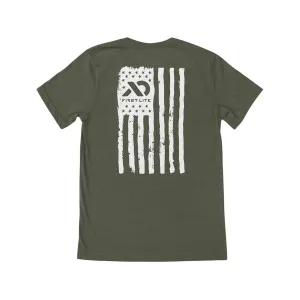 First Lite Men's Flag Union Short Sleeve Crew Neck T Shirt Military Heather Large