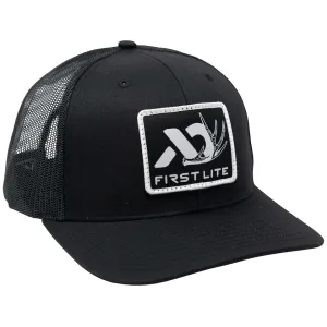 First Lite Men's Whitetail Patch Trucker Hat Black One Size Fits Most