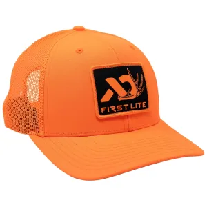 First Lite Men's Whitetail Patch Trucker Hat Blaze Orange One Size Fits Most