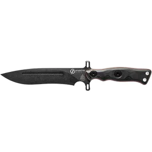 TOPS Knives Operator 7 Blackout Edition Fixed Blade Knife 7.25" Drop Point 1075 Black Traction Blade Canvas Micarta/G-10 Handle Black