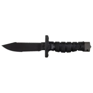 Ontario Mil-Spec ASEK Fixed Blade Knife 5" Serrated Drop Point 1095 Black Carbon Steel Blade Kraton Handle Black