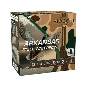 Fiocchi Arkansas Steel 12 Gauge Ammo 3" #3 Steel Shot 1-1/5 oz Box of 100