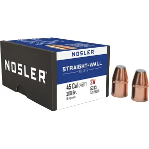 Nosler Straight Wall 45 Caliber (458 Diameter) Bullets 300 Grain Jacketed Flat Nose Box of 50