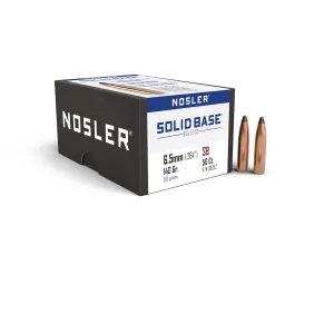 Nosler Solid Base 6.5mm, 264 Caliber (264 Diameter) Bullets 140 Grain Jacketed Soft Point Box of 50