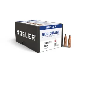 Nosler Solid Base 6mm, 243 Caliber (243 Diameter) Bullets 100 Grain Jacketed Soft Point Box of 50
