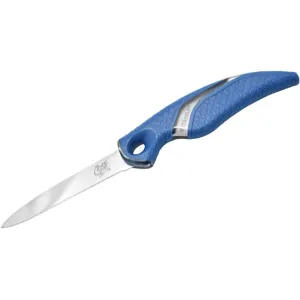Cuda Titanium Bonded Net Knife Fixed Blade Knife 3" Fully Serrated Drop Point German 4116 Stainless Titanium Blade Synthetic Handle Blue