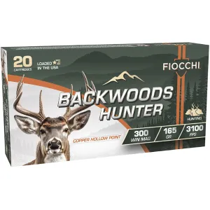 Fiocchi Backwoods Hunter 300 Winchester Magnum Ammo 165 Grain Solid Hollow Point Lead Free Box of 20