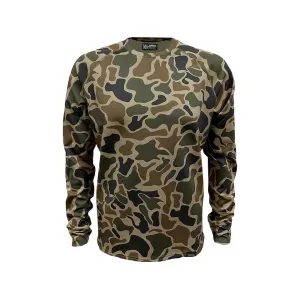 MidwayUSA Men's Grid Fleece Long Sleeve Crew Neck Shirt Old School Camo 2XL