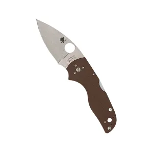 Spyderco Lil' Native Sprint Run Lockback Pocket Knife 2.42" Drop Point CPM 15V Stonewashed Blade G-10 Handle Brown