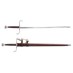 Cold Steel German Long Sword 35.5" 1060 Carbon Steel Blade Steel Handle