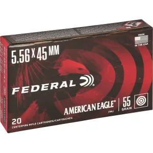 Federal American Eagle M193 5.56x45mm NATO Ammo 55 Grain Full Metal Jacket Case of 500 (25 Boxes of 20)