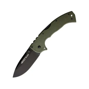 Cold Steel 4-Max Scout Pocket Knife 4" Drop Point AUS-10 Black Blade Griv-Ex Handle OD Green
