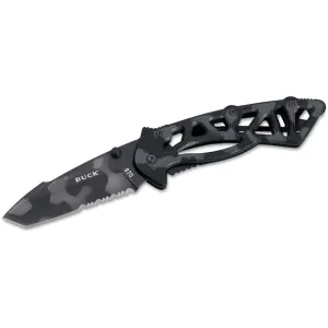 Buck Knives 870 Bones Pocket Knife 3" Partially Serrated Modified Tanto 420HC Tiger Stripe Blade Stainless Steel Handle Tiger Striped